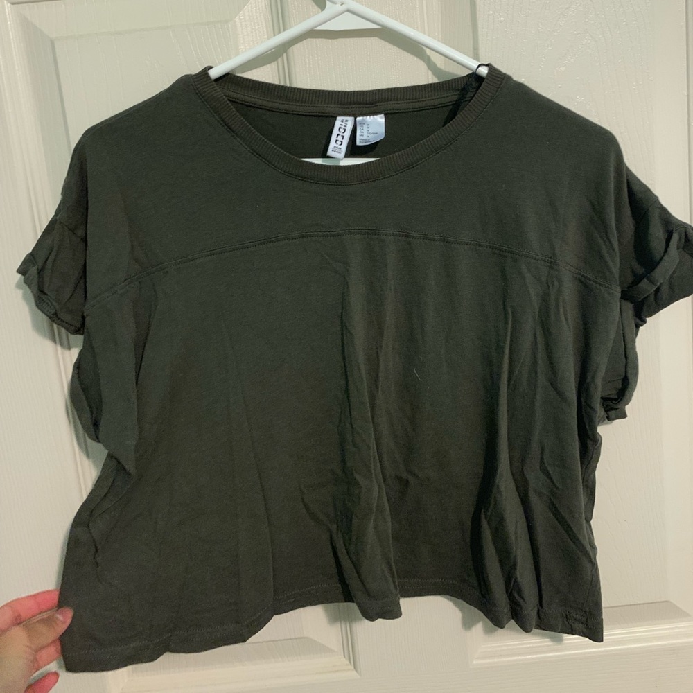 Olive Boxy Crop Top